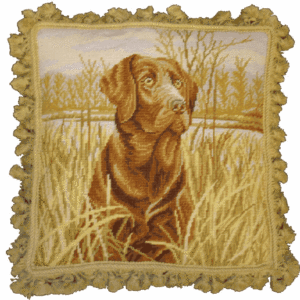 Chocolate Lab Needlepoint Pillow