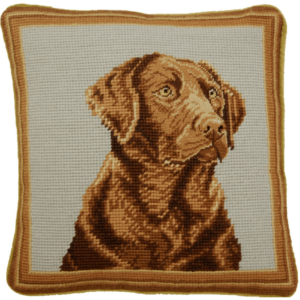 Chocolate Labrador Needlepoint Pillow