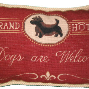 Dogs Are Welcome Needlepoint Pillow