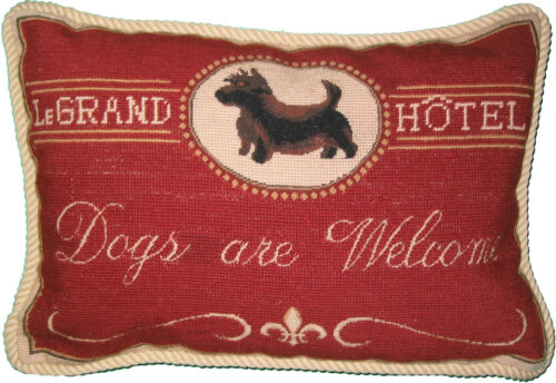 Dogs Are Welcome Needlepoint Pillow