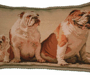 English Bulldog Family Needlepoint Pillow