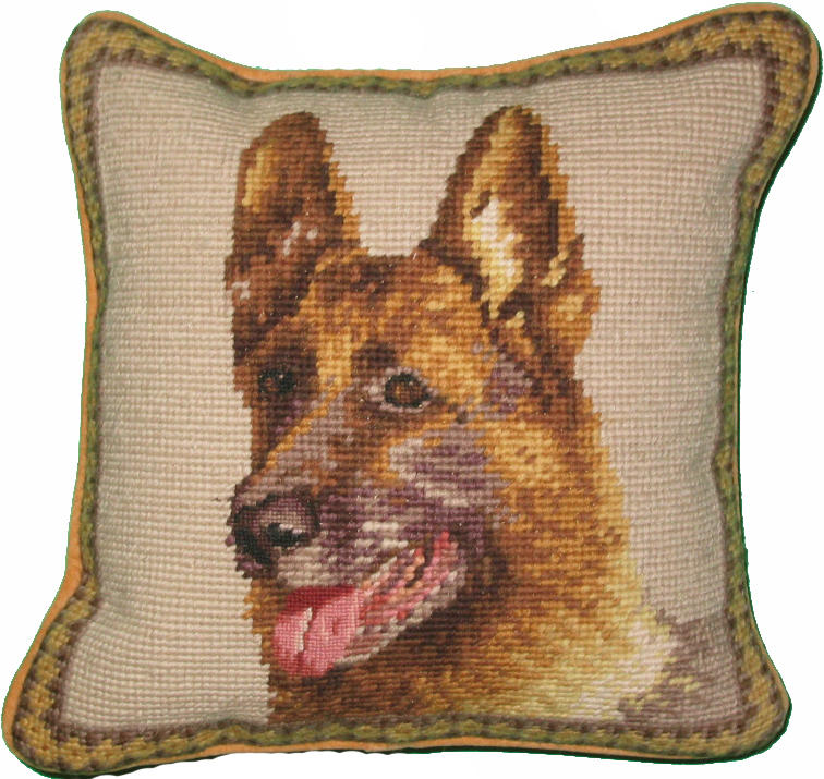 German Shepherd Needlepoint Pillow Village House Pillows