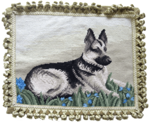 German Shepherd Needlepoint Pillow