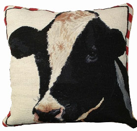 Holstein Cow Needlepoint Pillow