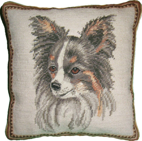 Papillon Needlepoint Pillow