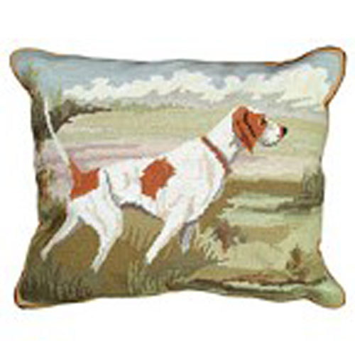 Pointer in the Field Needlepoint Pillow