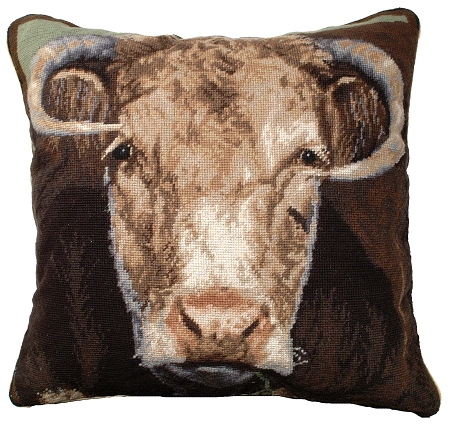 Ralph the Bull Needlepoint Pillow