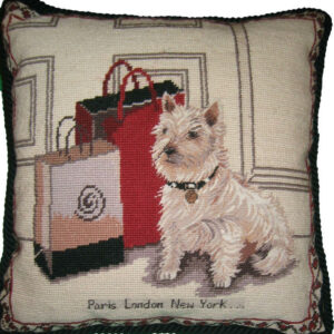 Westie in Red Needlepoint Pillow