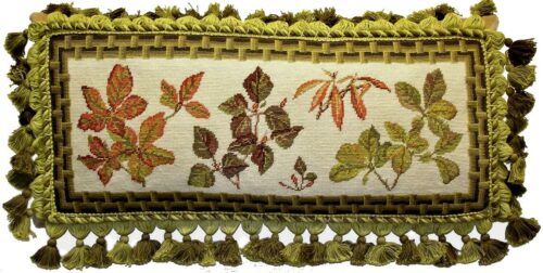 foliage needlepoint pillow