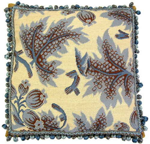 leaves needlepoint pillow