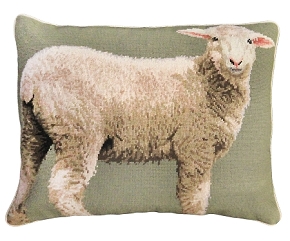 Baby Sheep Needlepoint Pillow