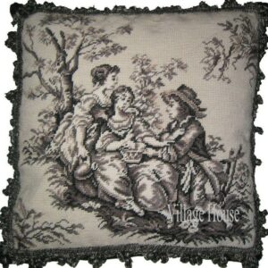 Black and White Toile Needlepoint Pillow