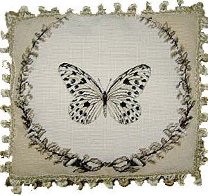 Black Butterfly Needlepoint Pillow