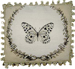 Black Butterfly Needlepoint Pillow