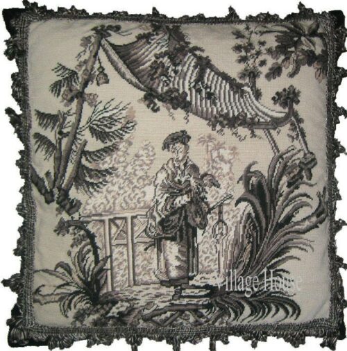 Black and White Toile II Needlepoint Pillow