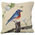 Bluebird Wildlife Needlepoint Pillow