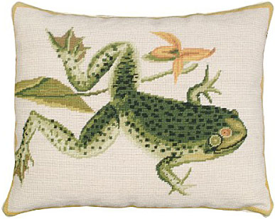 Bullfrog Needlepoint Pillow