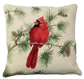 Cardinal Needlepoint Pillow