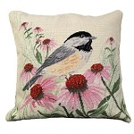 Chickadee Needlepoint Pillow