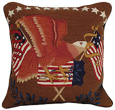 Eagle and Flag Needlepoint Pillow