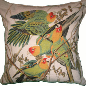 Four Parrots Needlepoint Pillow