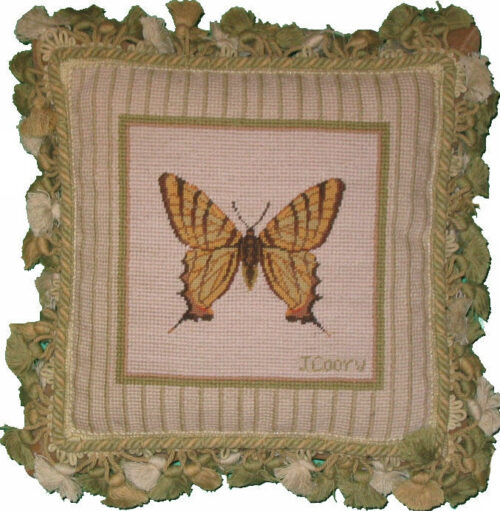 Garden Swallowtail Needlepoint Pillow