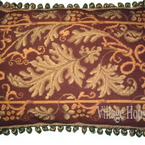 foliage needlepoint pillow