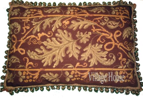 foliage needlepoint pillow