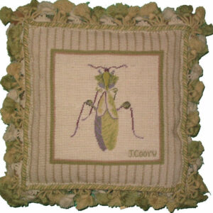 Grasshopper Needlepoint Pillow