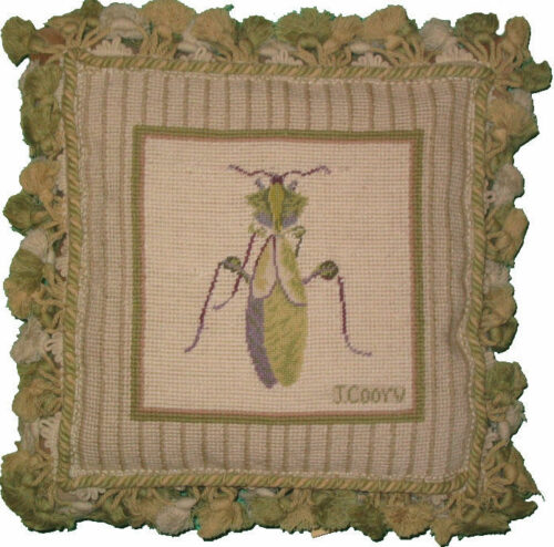 Grasshopper Needlepoint Pillow