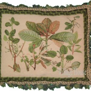 green foliage needlepoint pillow