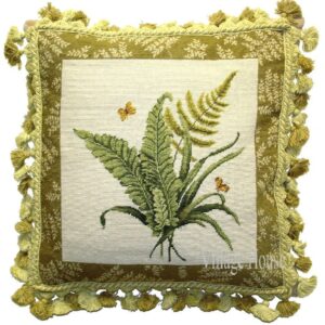 fern needlepoint pillow