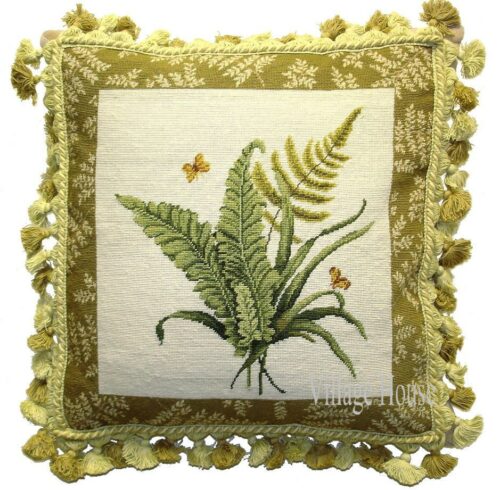 fern needlepoint pillow