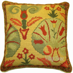 foliage needlepoint pillow