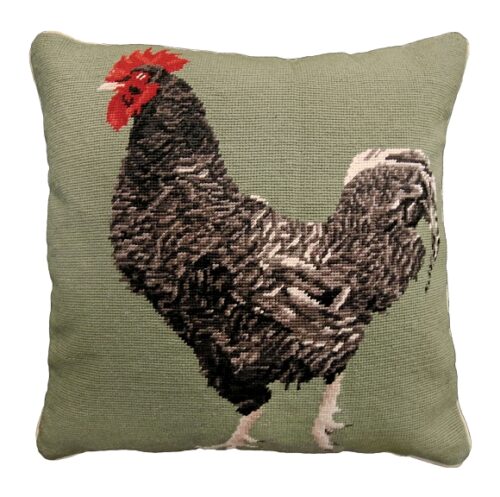 chicken needlepoint pillow