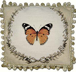 Monarch Butterfly Needlepoint Pillow
