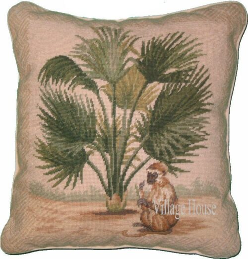 monkey needlepopint pillow