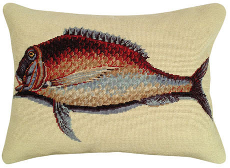 Mutton Fish Needlepoint Pillow