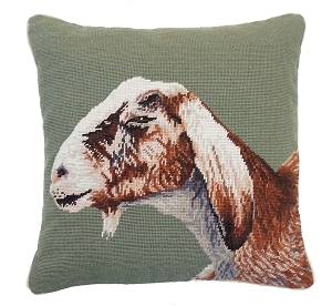 Nubian Goat Needlepoint Pillow