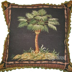 Palm tree needlepoint pillow