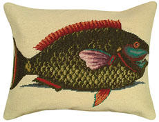 Parrot Fish Needlepoint Pillow