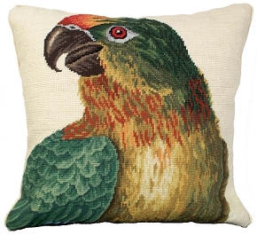 Parrott Facing Left Needlepoint Pillow