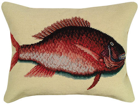 Porgy Fish Needlepoint Pillow