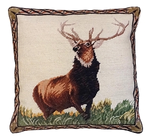Proud Elk Needlepoint Pillow