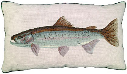Rainbow Trout Needlepoint Pillow