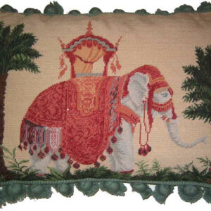 Raj Elephant Needlepoint Pillow