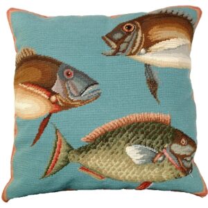 Saltwater Fish Needlepoint Pillow