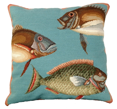 Saltwater Fish Needlepoint Pillow