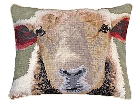 Sheep Face Needlepoint Pillow