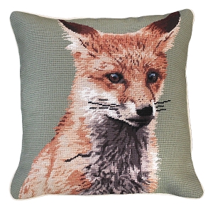 Sitting Fox Needlepoint Pillow